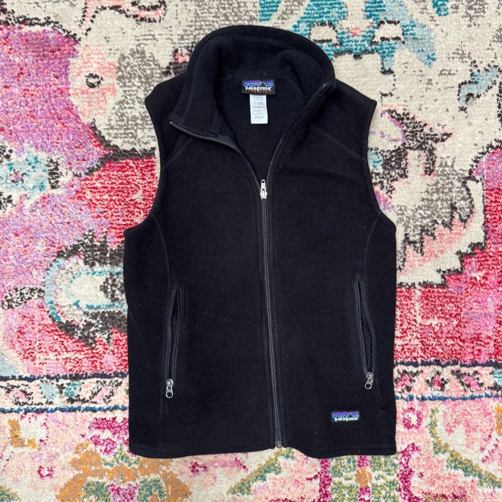 Vintage Patagonia 90s Black Synchilla Fleece Vest Womens Small